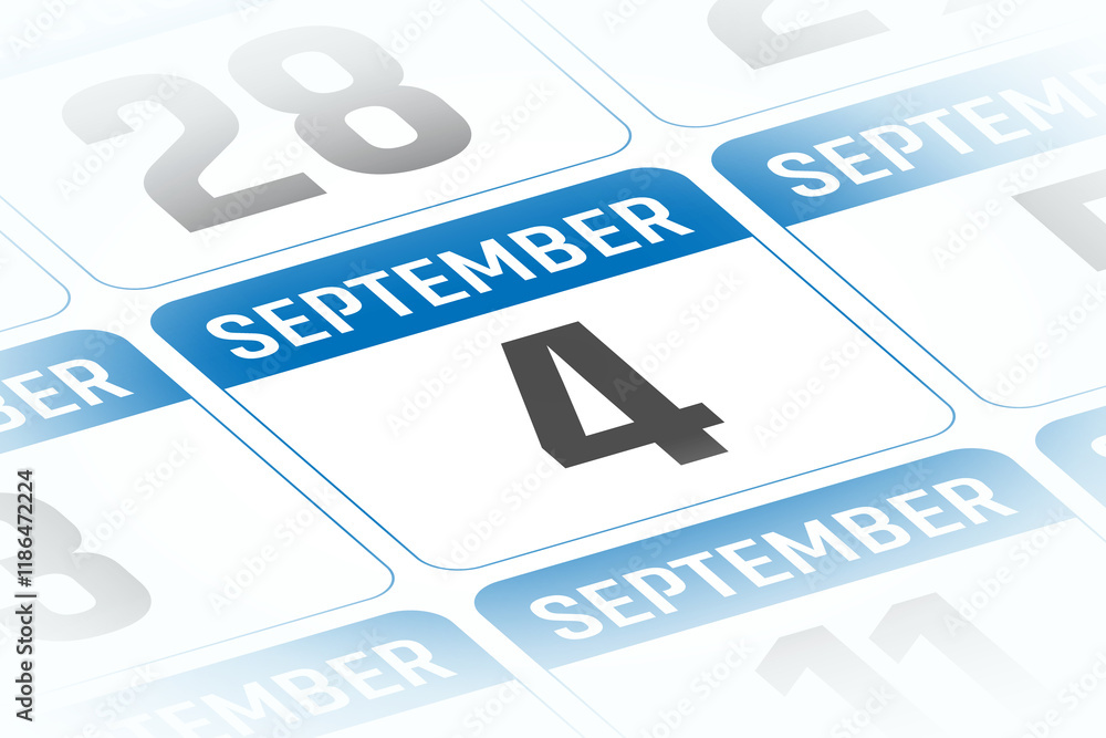 4 September calendar day vector illustration 4 September calendar day vector illustration
