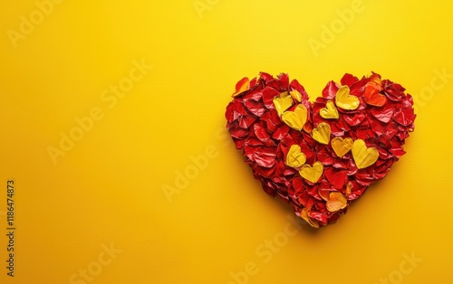 Saint Valentines Day heart on yellow background