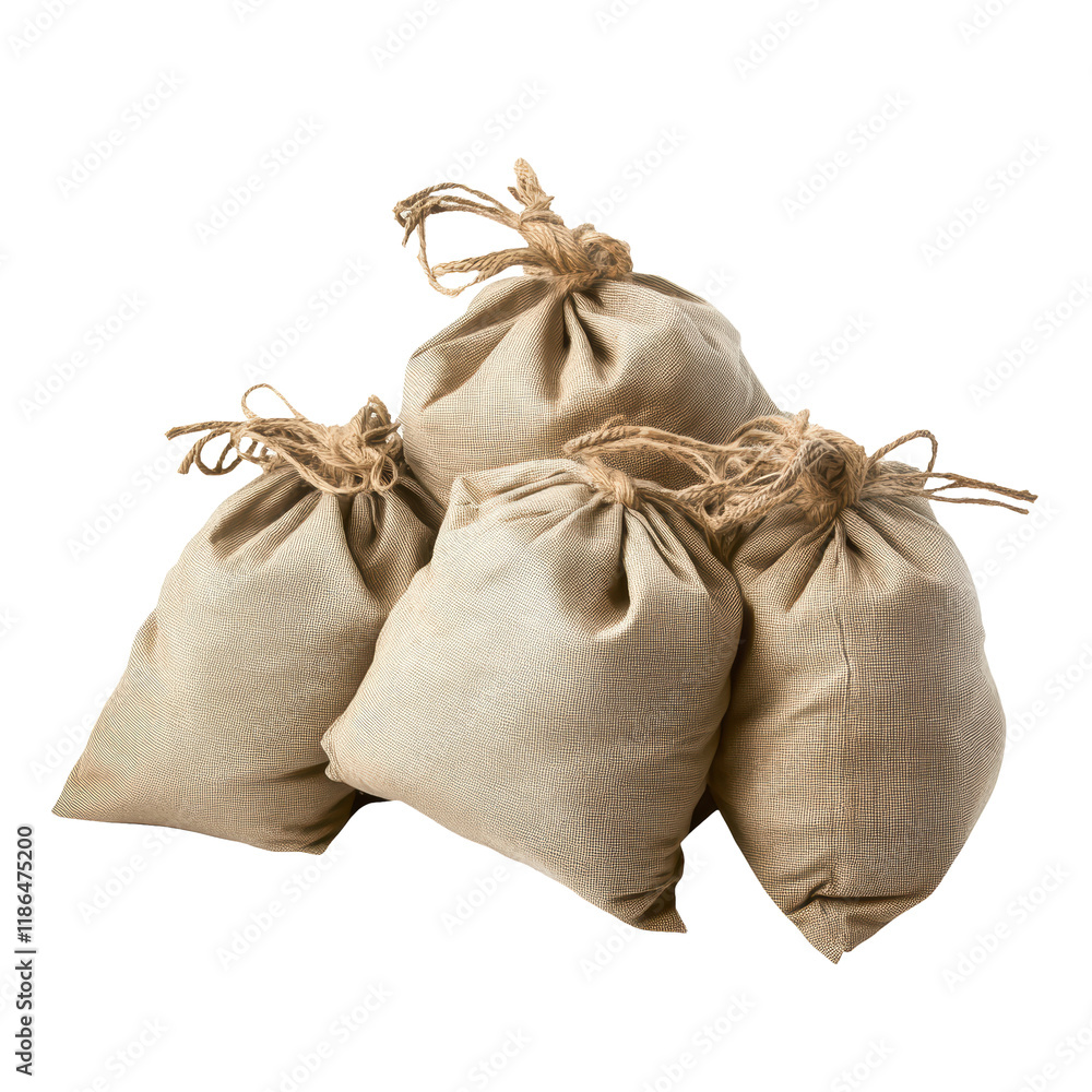 Obraz premium Sand bags isolated on transparent background, PNG