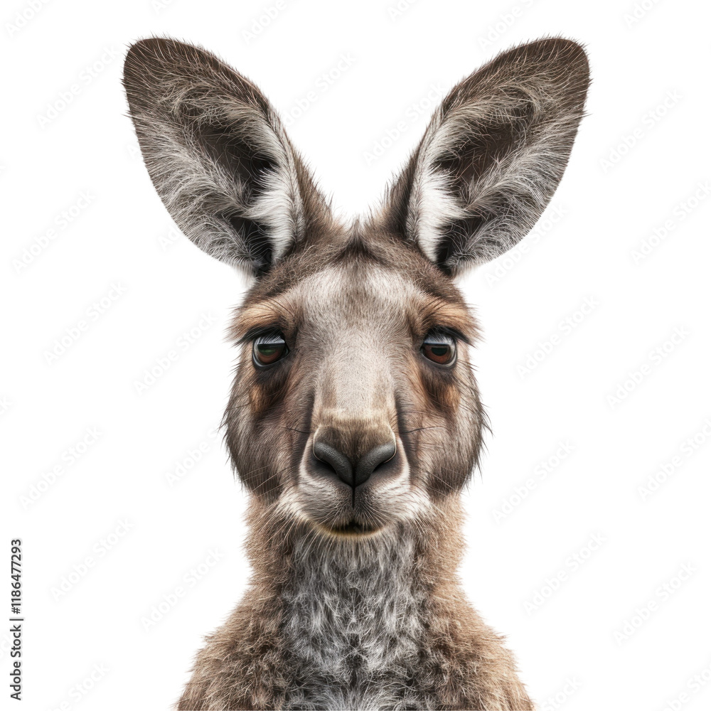 Obraz premium Realistic Close-Up of a Kangaroo Against a Clean transparent background.
