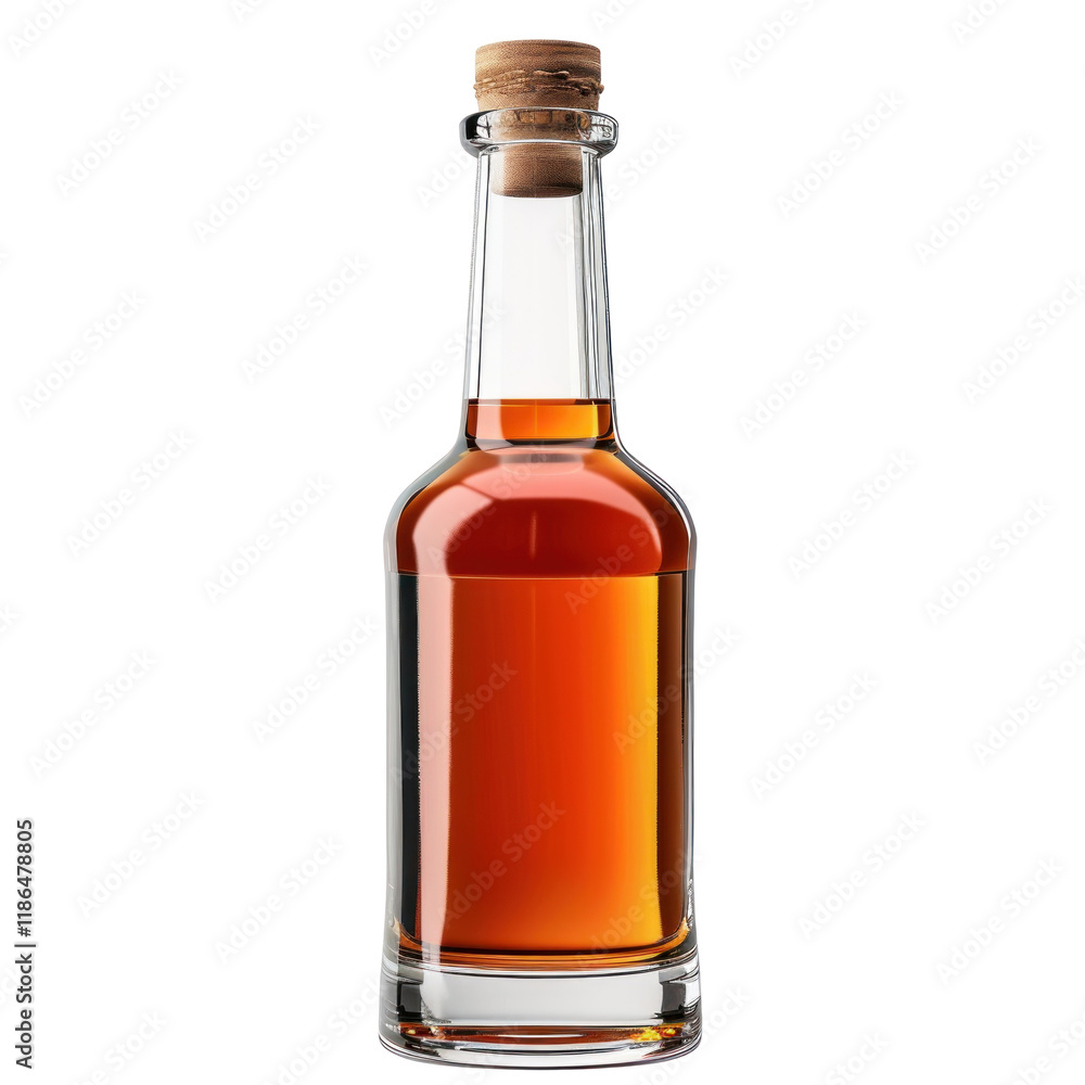 Isolated Glass Bottle of Amber Liquor on Clean transparent background for Photorealistic Representation Isolated Glass Bottle of Amber Liquor on Clean transparent background for Photorealistic Representation