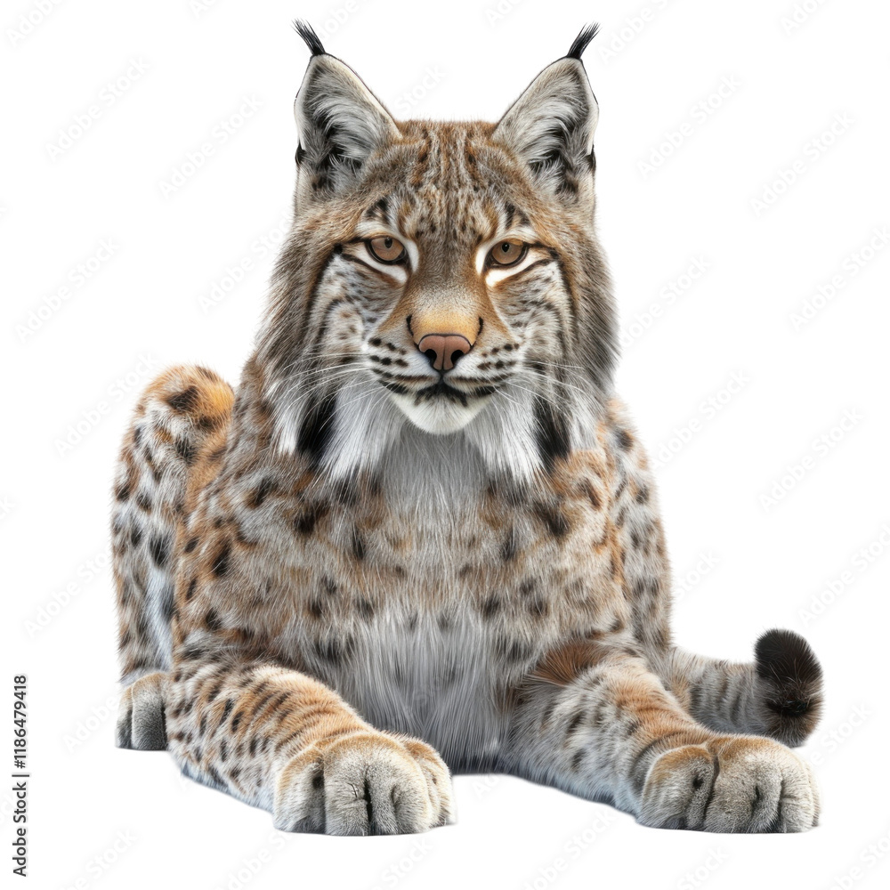 Realistic Lynx Sitting on a Clean transparent background for Creative Projects and Presentations