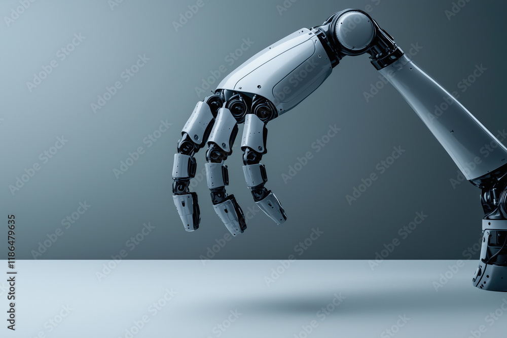 White Grey Robotic Arm Extending Reaching Innovation Technology Industrial Automation Future Metallic Precision White Grey Robotic Arm Extending Reaching Innovation Technology Industrial Automation Future Metallic Precision