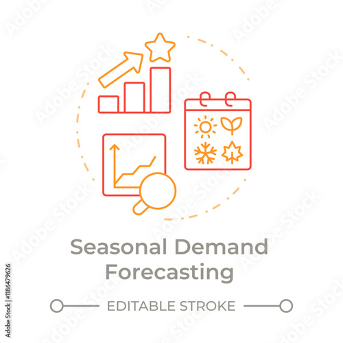 Seasonal demand forecasting duo tone concept icon. Analyzing historical sales data. Benefit of MRP II. Round two color outline illustration. Abstract vector design. Easy to use in booklet