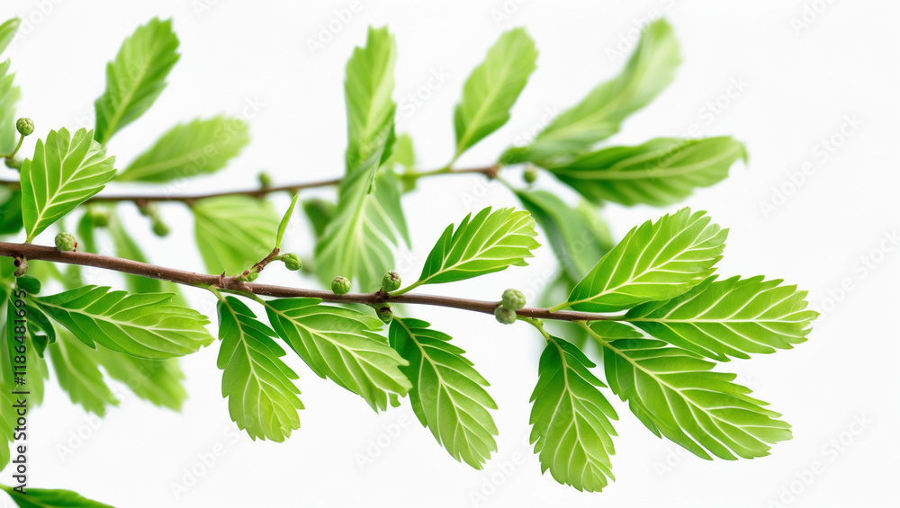 Elderberry leaves on a branch. Nature awakens after winter sleep Elderberry leaves on a branch. Nature awakens after winter sleep