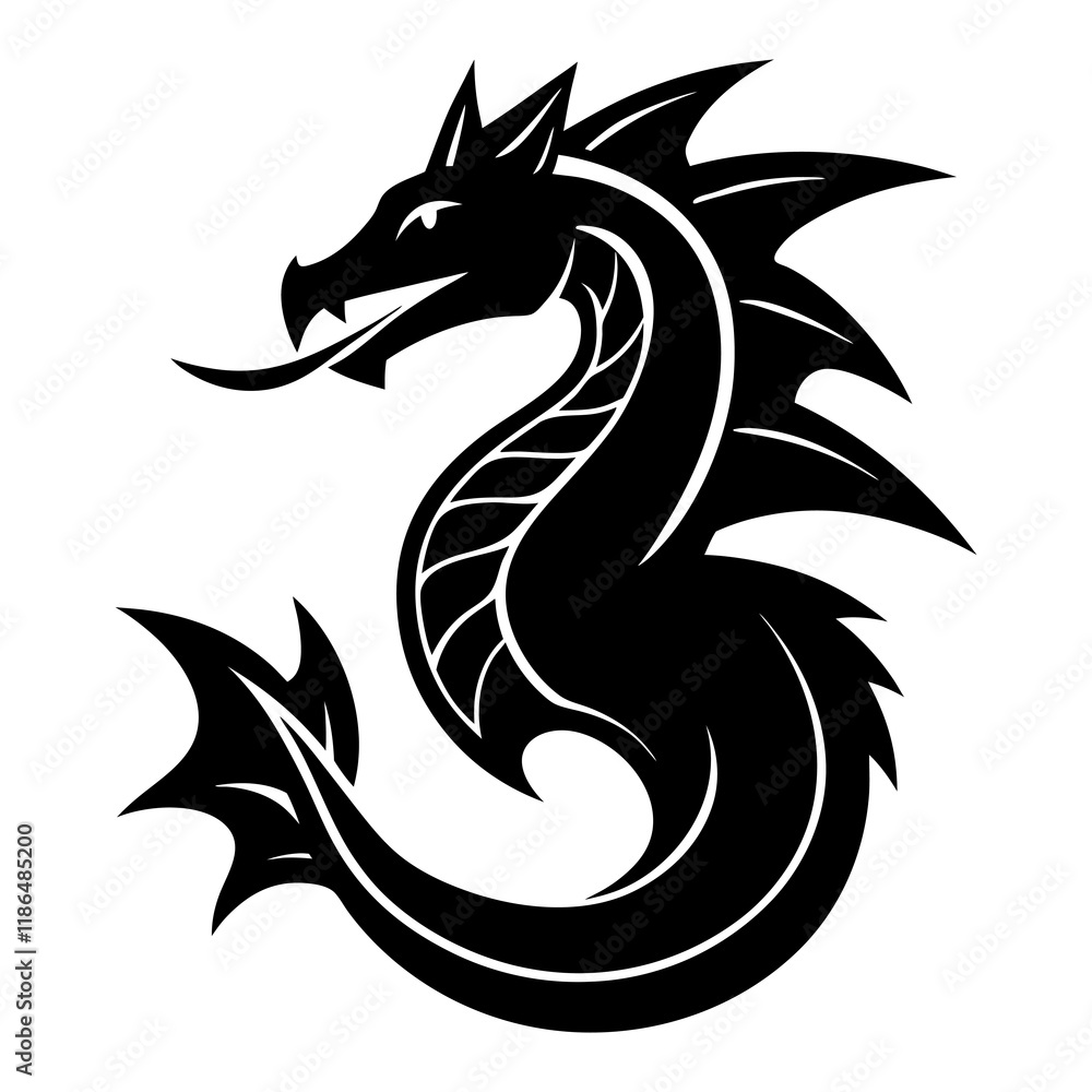 Water Dragon mascot logo vector silhouette Water Dragon mascot logo vector silhouette