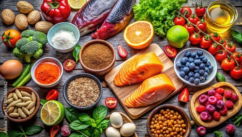 Fruits, vegetables, lean meats, fish, and dairy provide vital thiamin, vitamin F, linoleic, and linolenic acids. photo