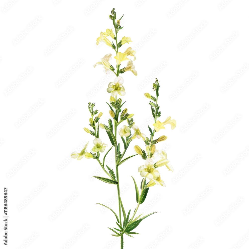 Fototapeta premium Beautiful Toadflax Flower Isolated on Clean transparent background in Photorealistic Style