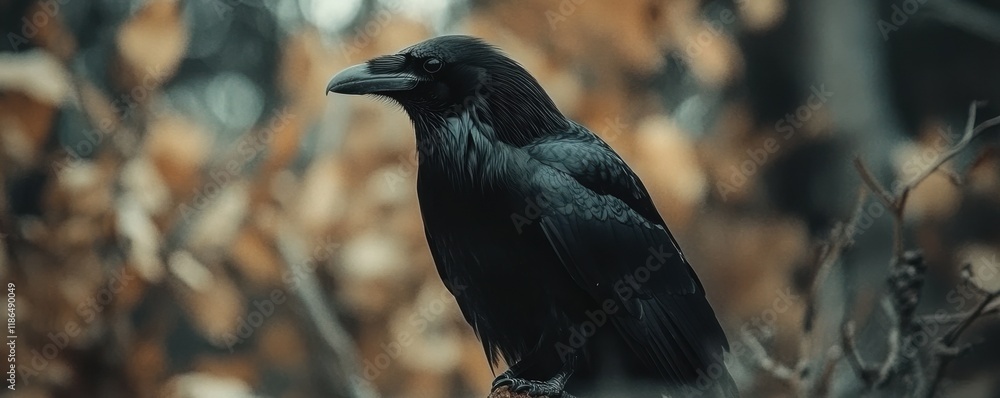 Raven, bird, wildlife, nature, black color, standing posture, outdoor setting, blurred background, natural habitat, intriguing features, captivating Raven, bird, wildlife, nature, black color, standing posture, outdoor setting, blurred background, natural habitat, intriguing features, captivating