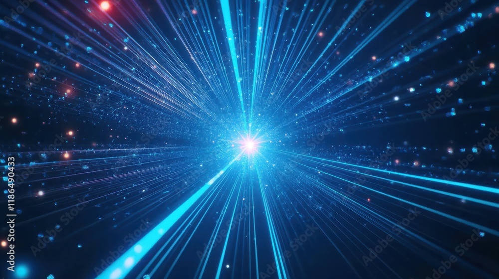 Obraz premium Vector Abstract science futuristic energy technology concept Digital image of light rays stripes lines with blue light background