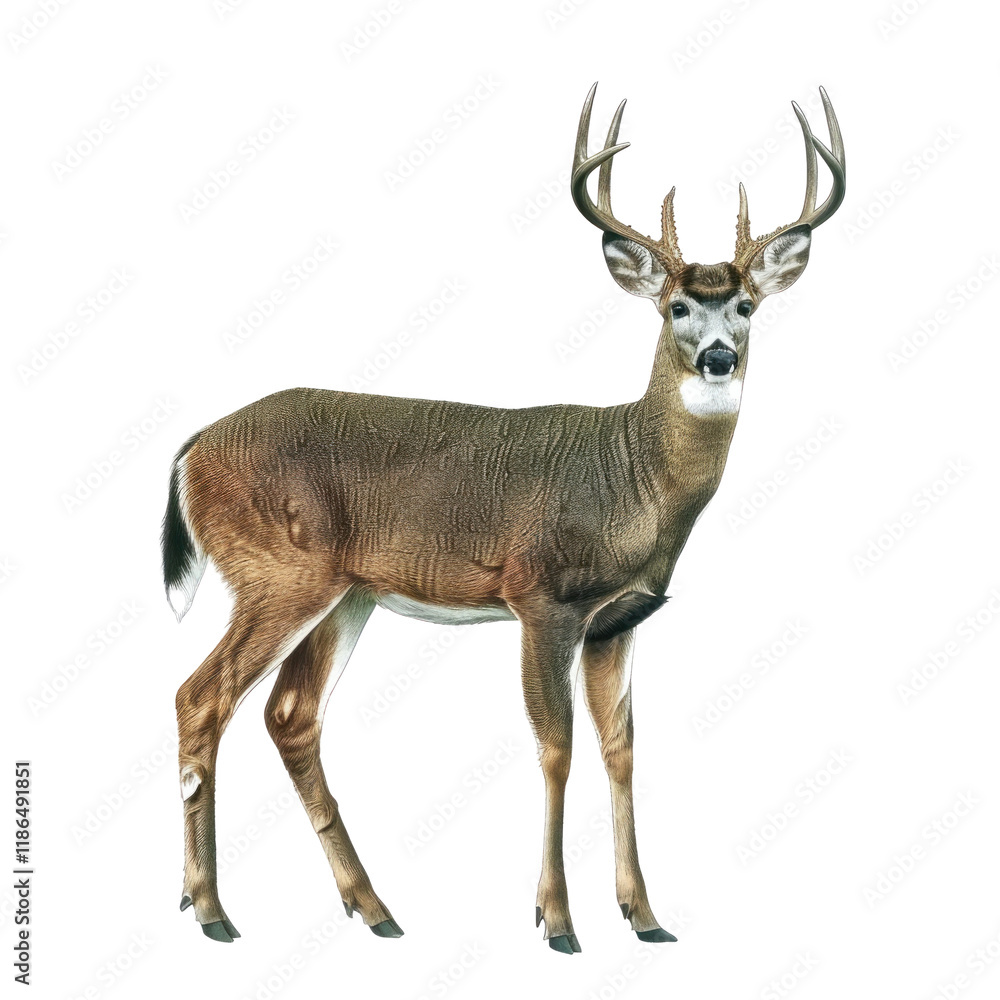 Elegant White Tailed Deer Standing Gracefully on a Clean transparent background Elegant White Tailed Deer Standing Gracefully on a Clean transparent background