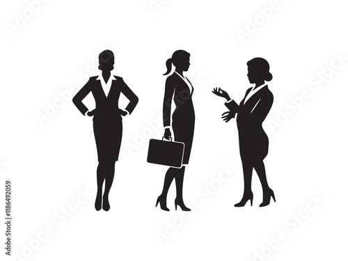 Professional Women in Business Discussion Silhouette