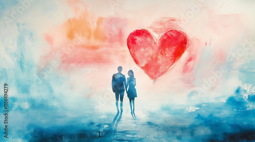 Valentines Day Abstract Background Banner with Red Hearts and Romantic Love Concept