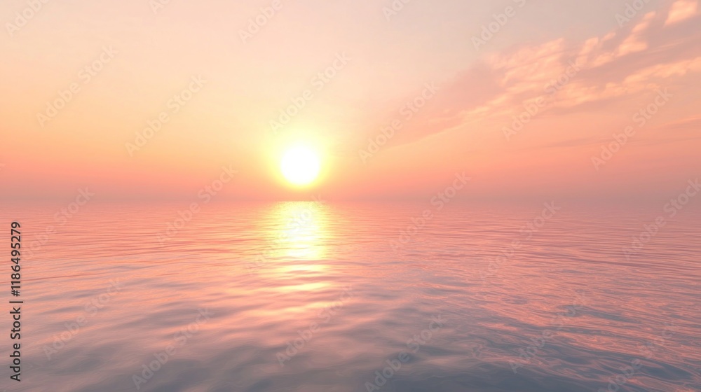 Fototapeta premium Serene Coastal Sunset with Soft Reflections