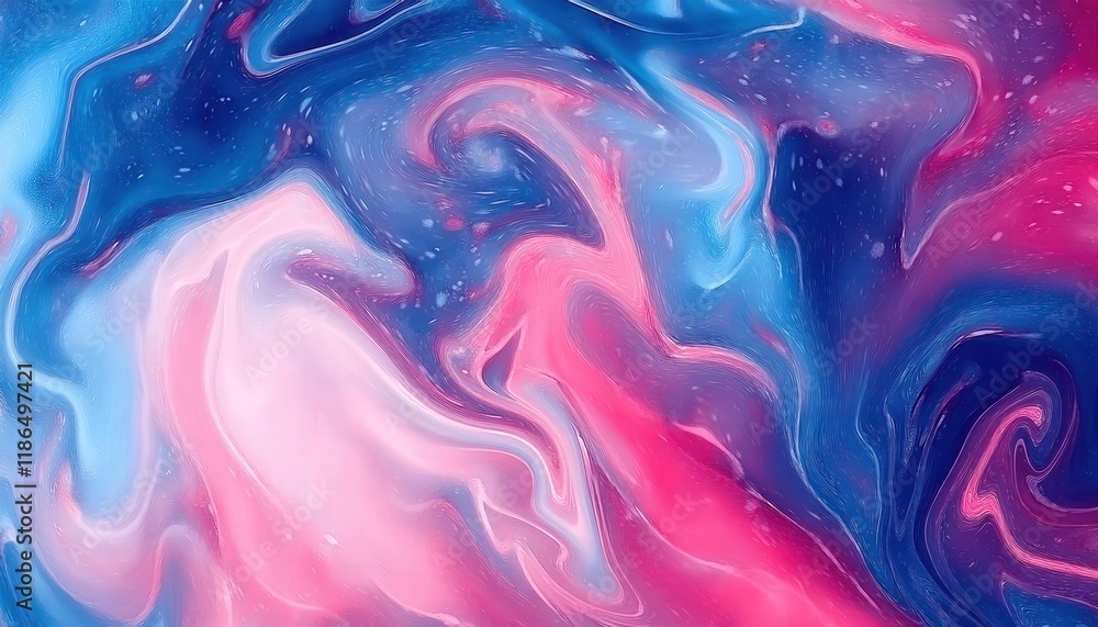 Obraz premium dreamy abstract fluid art with vibrant pink, blue, and violet swirls, perfect for modern wall decor or digital background