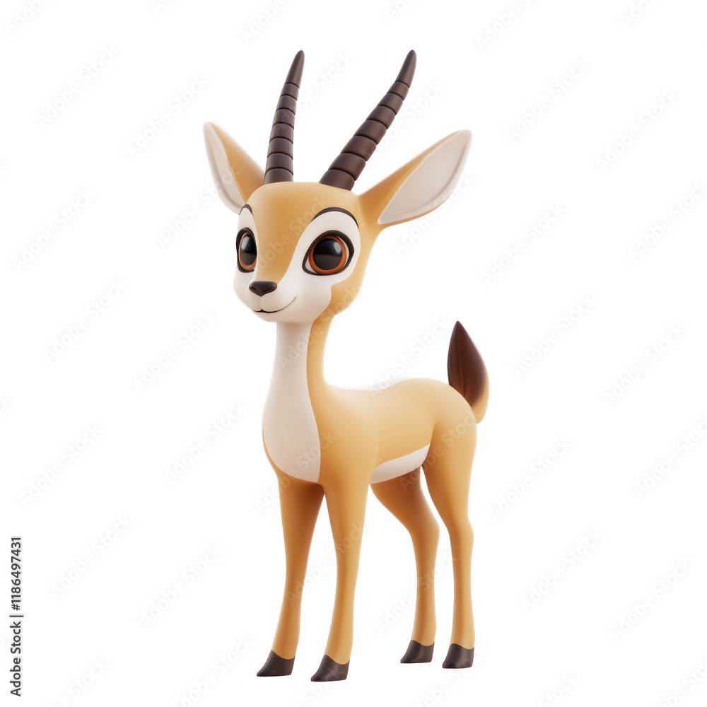Cute Cartoon Gazelle Icon in 3D Style on Clean transparent background for Creative Projects and Designs Cute Cartoon Gazelle Icon in 3D Style on Clean transparent background for Creative Projects and Designs
