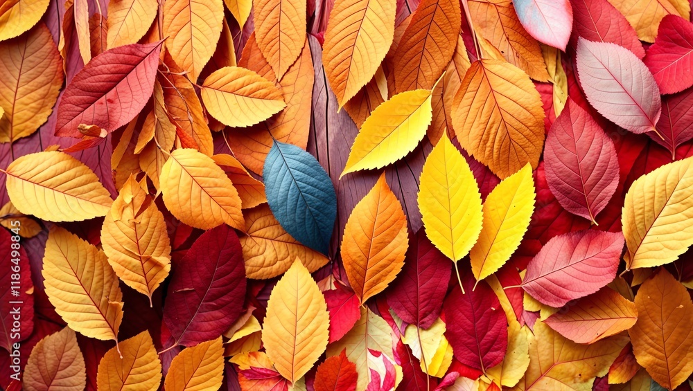 Fototapeta premium Many autumn leaves as background, top view 