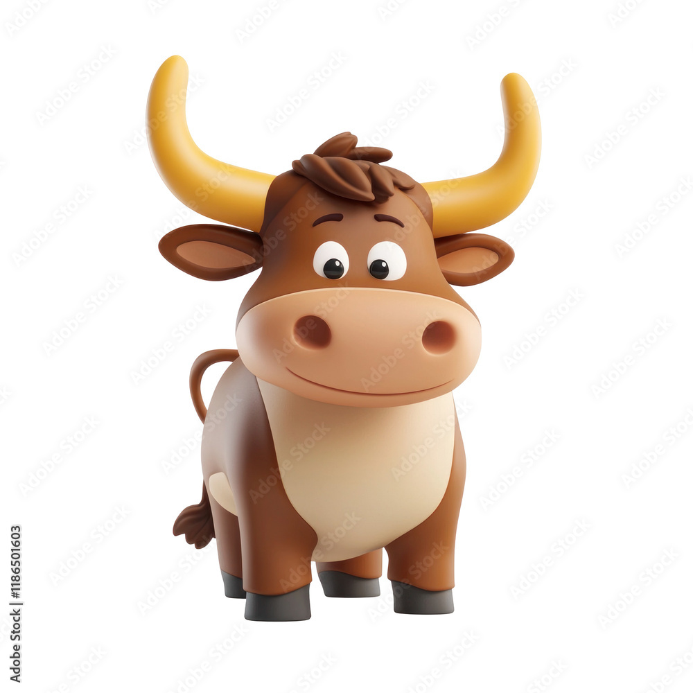 3D Cartoon Ox Character in Fun Style with Bright Colors on transparent background for Creative Projects 3D Cartoon Ox Character in Fun Style with Bright Colors on transparent background for Creative Projects