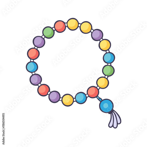 colorful prayer beads vector icon, eid al-fitr vector illustration - simple illustration of colorful prayer beads perfect for logos, and eid al-fitr-themed designs.