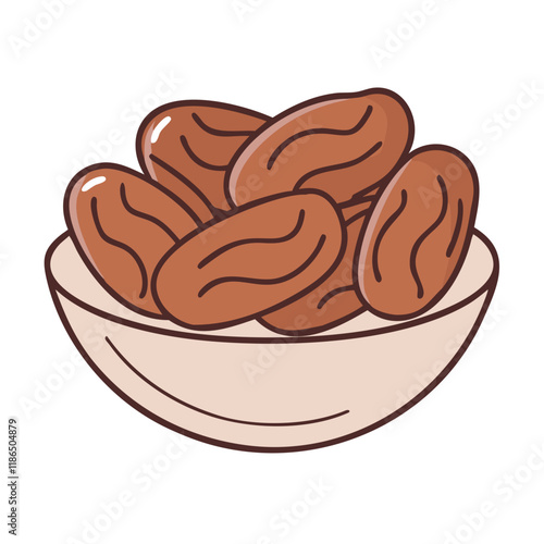 dates in a bowl vector icon, eid al-fitr vector illustration - simple illustration of dates in a bowl perfect for logos, and eid al-fitr-themed designs.