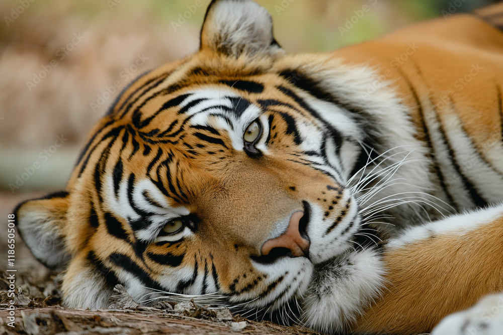 Obraz premium portrait of a tiger on a green background