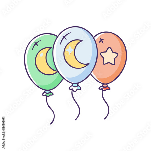 eid balloons vector icon, eid al-fitr vector illustration - simple illustration of eid balloons perfect for logos, and eid al-fitr-themed designs.