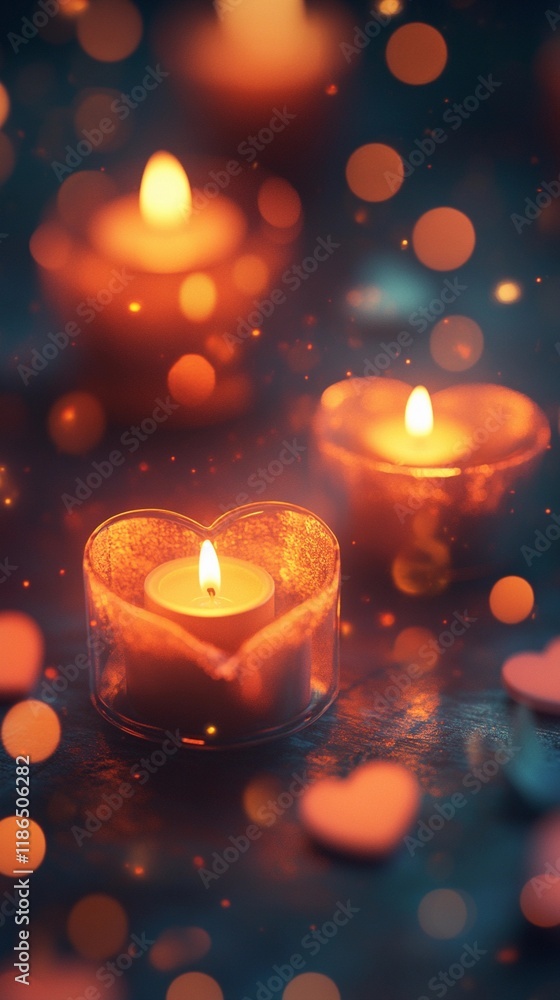 Abstract heart-shaped bokeh lights softly glowing on a muted rose background, creating a dreamy romantic feel, book illustration style Abstract heart-shaped bokeh lights softly glowing on a muted rose background, creating a dreamy romantic feel, book illustration style