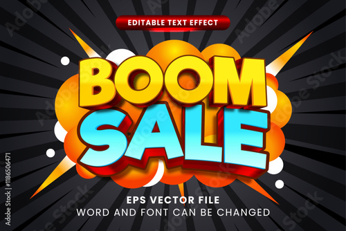 Boom sale promotion 3d editable vector text effect