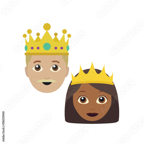 Prince king crown vector emoji face 