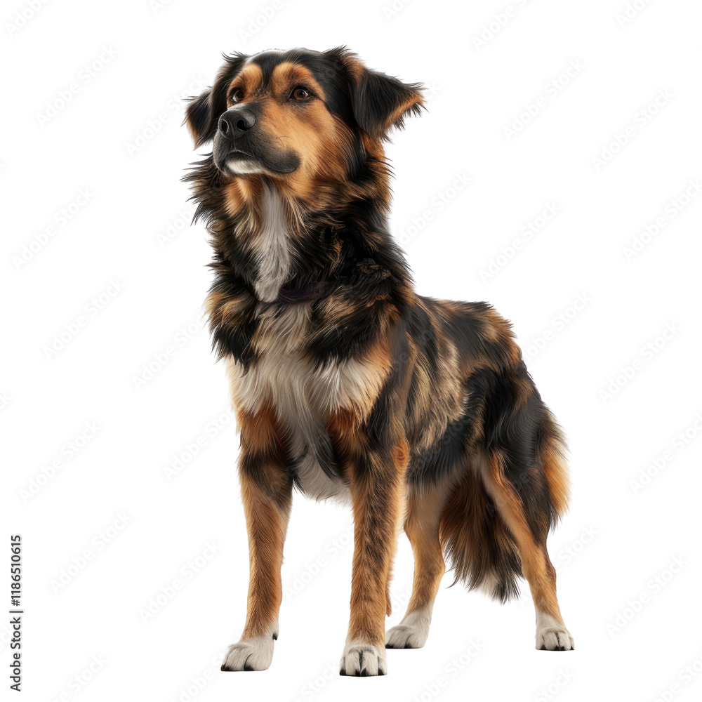 Realistic Portrait of a Loyal Dog Standing on a Clean transparent background with a Bush Element Realistic Portrait of a Loyal Dog Standing on a Clean transparent background with a Bush Element