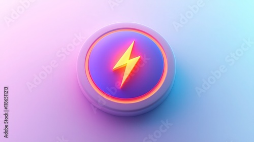 power icon featuring a central lightning bolt, set against a clean white background for modern design and tech themes photo