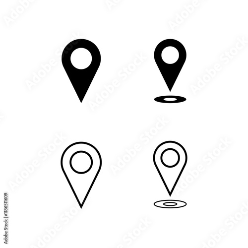 set of location icon map pointers