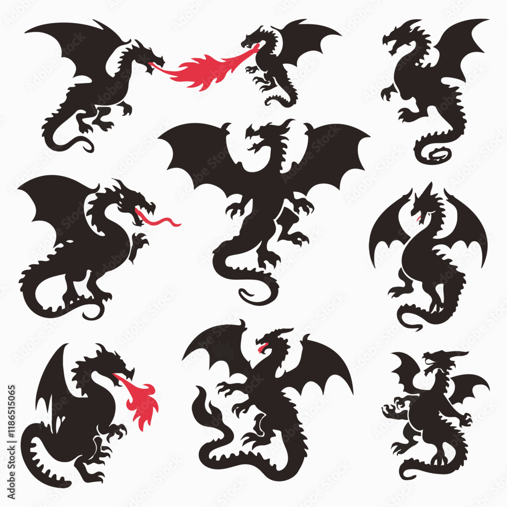 a-set-of-dragon-silhouette-image-icons a-set-of-dragon-silhouette-image-icons