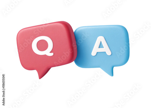 3d Speech bubble with q and a letters, photo