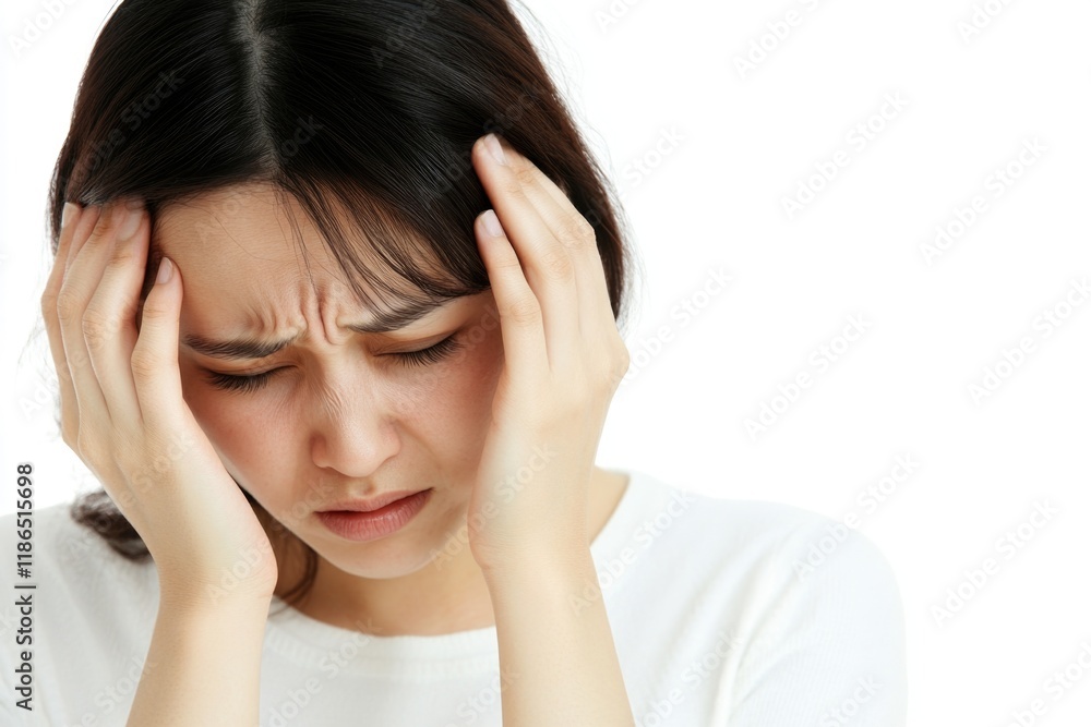 A person struggling with mental health issues or experiencing pain and discomfort holds their head in both hands A person struggling with mental health issues or experiencing pain and discomfort holds their head in both hands