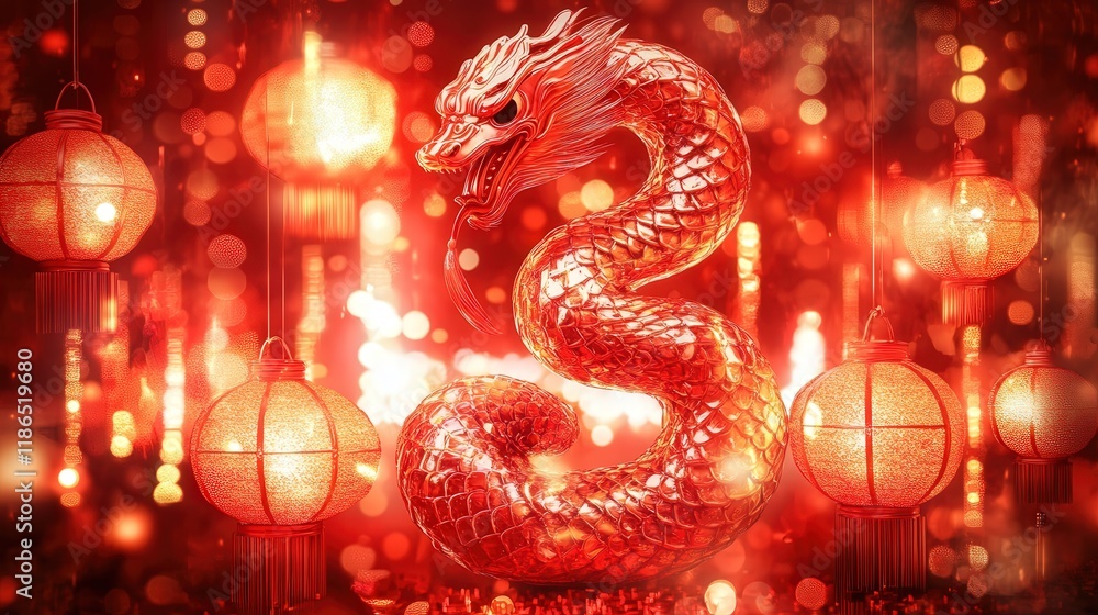 A dynamic Chinese New Year design with the A dynamic Chinese New Year design with the
