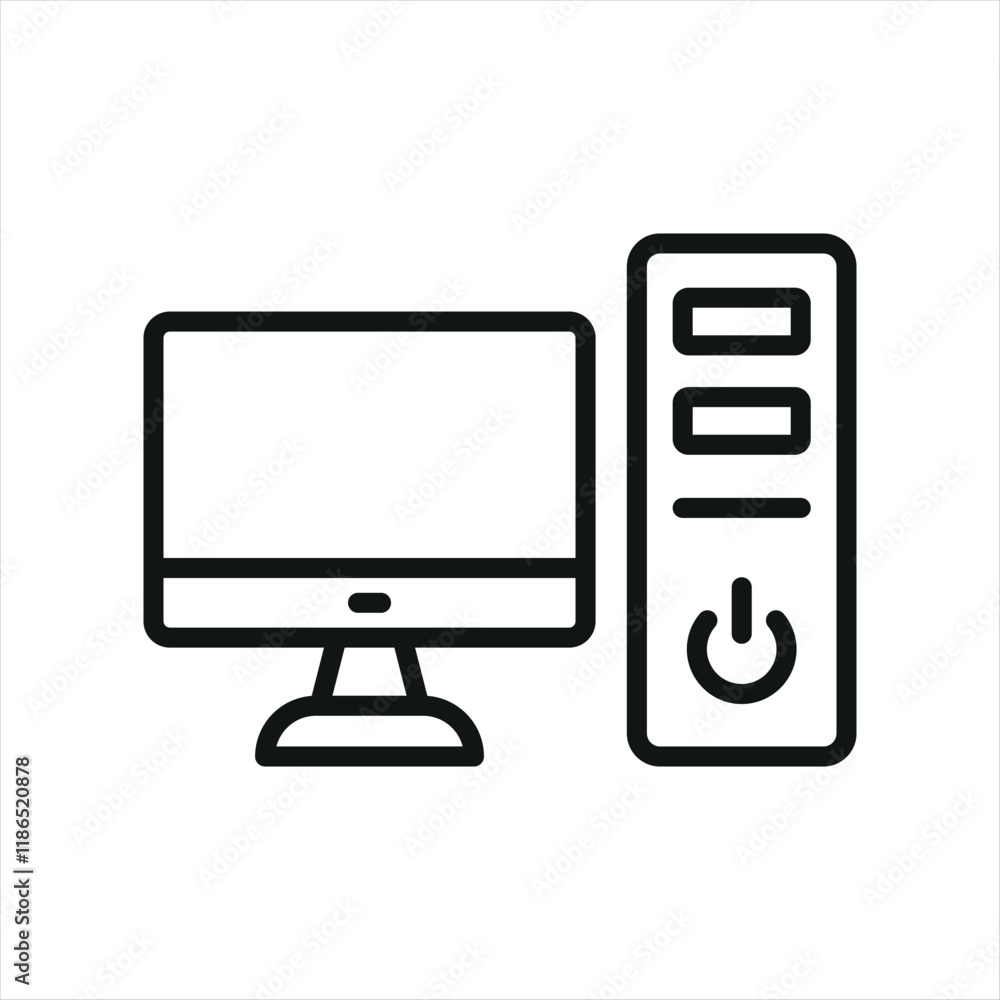 Computer icon featuring a clean and modern style, ideal for adding a professional touch to IT, communication, or education-themed projects Computer icon featuring a clean and modern style, ideal for adding a professional touch to IT, communication, or education-themed projects