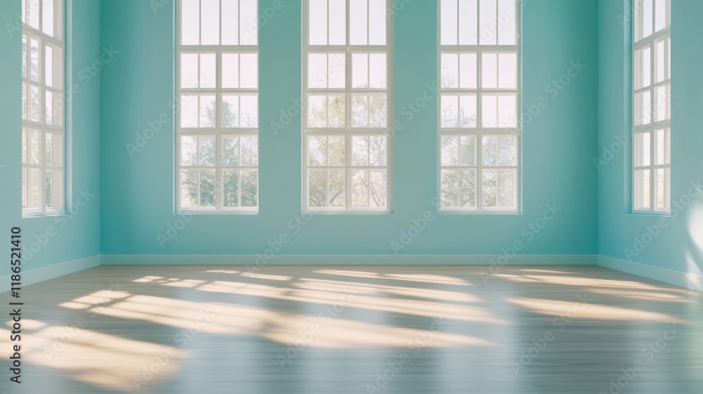Bright and Airy Empty Room with Large Windows and Light Flooring Bright and Airy Empty Room with Large Windows and Light Flooring