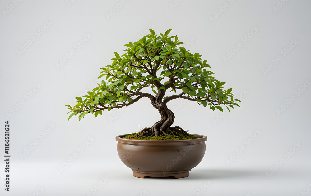 A small bonsai tree in a ceramic pot isolated on a white background A small bonsai tree in a ceramic pot isolated on a white background