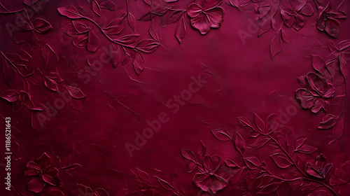 Vintage background in burgundy, with subtle embossed floral designs and a velvety texture, giving an elegant and rich antique vibe