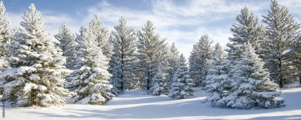 Snow-covered pine trees in a serene forest, peaceful winter retreat, natural seasonal beauty. Snow-covered pine trees in a serene forest, peaceful winter retreat, natural seasonal beauty.
