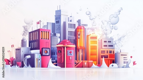 Wallpaper Mural Building emergency protection abstract concept vector illustration set. Fire alarm system, fire protection and insurance, smoke sensor detector, water spraying, damage coverage abstract metaphor. Torontodigital.ca