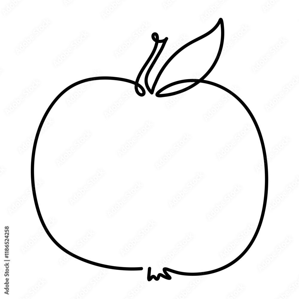 Fototapeta premium Minimalistic One-Line Apple Illustration on a White Background
