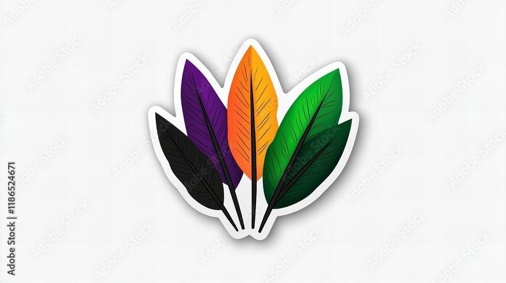 Four stylized leaves in vibrant autumnal colors. A unique design element. Four stylized leaves in vibrant autumnal colors. A unique design element.