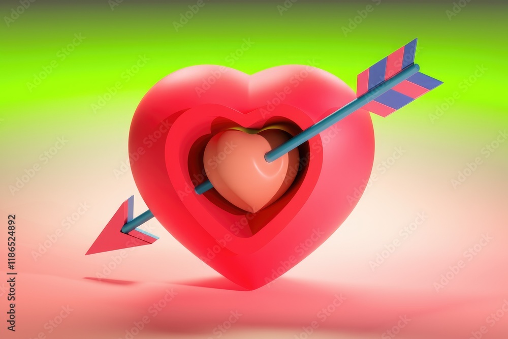 An arrow pierces a layered heart, symbolizing love's depth and impact. An arrow pierces a layered heart, symbolizing love's depth and impact.