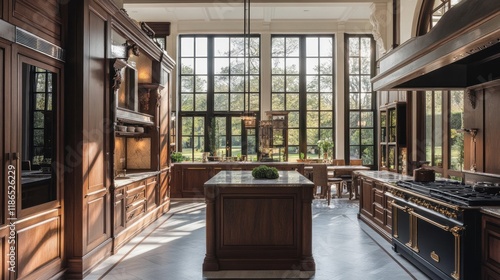 Wallpaper Mural Luxurious Kitchen with Large Windows and Island Torontodigital.ca