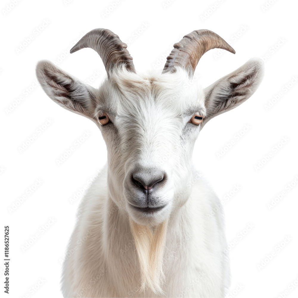 Photorealistic Isolated White Goat on Clean Background with Detailed Features and Texture Photorealistic Isolated White Goat on Clean Background with Detailed Features and Texture