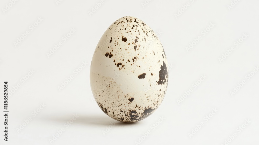 Peeled quail egg with speckled shell isolated on neutral background for culinary, food styling, or gourmet presentation concepts Peeled quail egg with speckled shell isolated on neutral background for culinary, food styling, or gourmet presentation concepts
