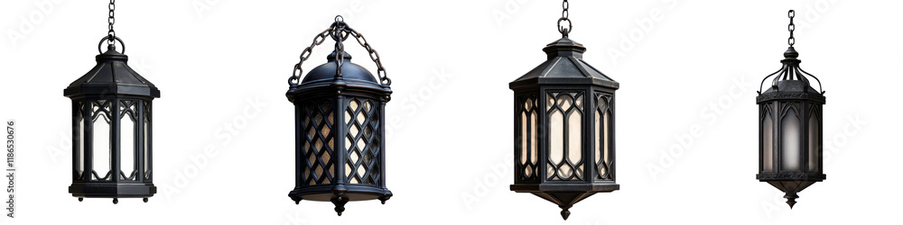 Ornate hanging lantern in a dimly lit gothic architectural setting creating a moody and mysterious ambiance The antique lighting fixture casts a warm glow Ornate hanging lantern in a dimly lit gothic architectural setting creating a moody and mysterious ambiance The antique lighting fixture casts a warm glow