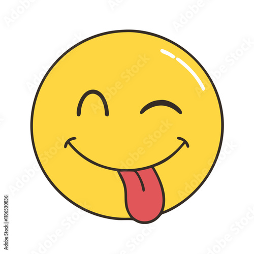 happy face with tongue out vector icon, fools’ day vector illustration - simple illustration of happy face with tongue out perfect for logos, and fools’ day-themed designs.